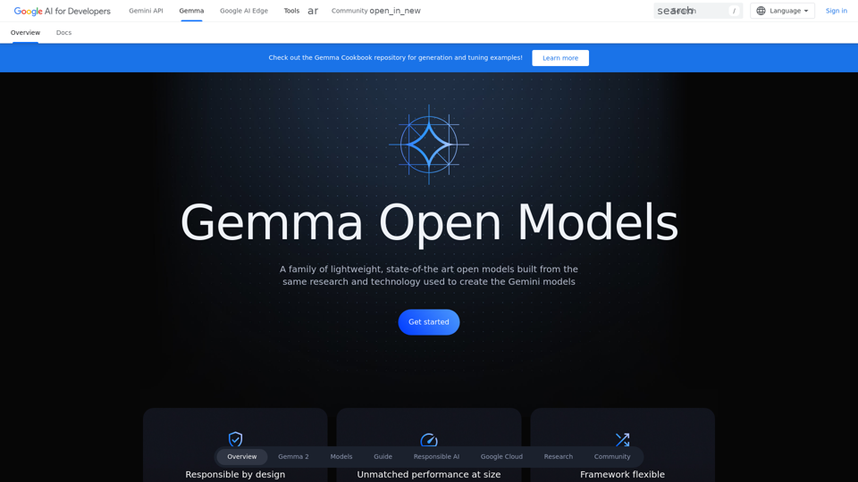 Google AI Gemma open models | Google for Developers  |  Google AI for Developers