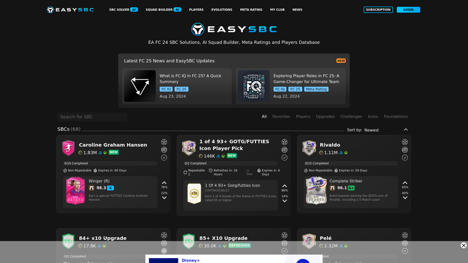 EA FC 24 SBC Solutions, AI Squad Builder, Meta Ratings and Players Database - EasySBC