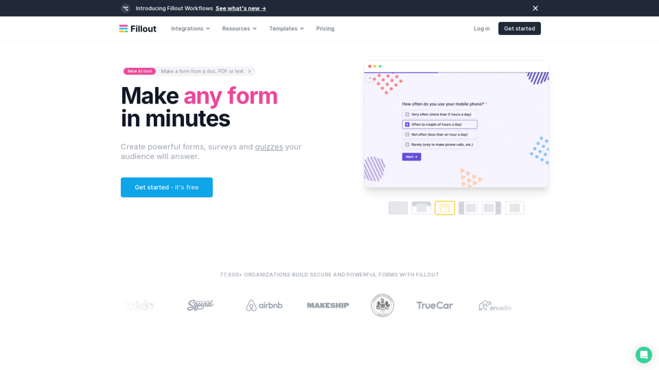 Fillout | Make any form in minutes