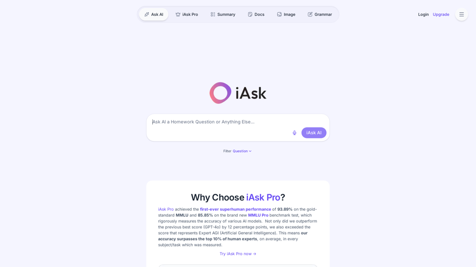 Ask AI Questions · Free AI Search Engine · iAsk.Ai is a Free Answer Engine, Enabling Users to Ask ChatGPT AI Any Question (iAsk)