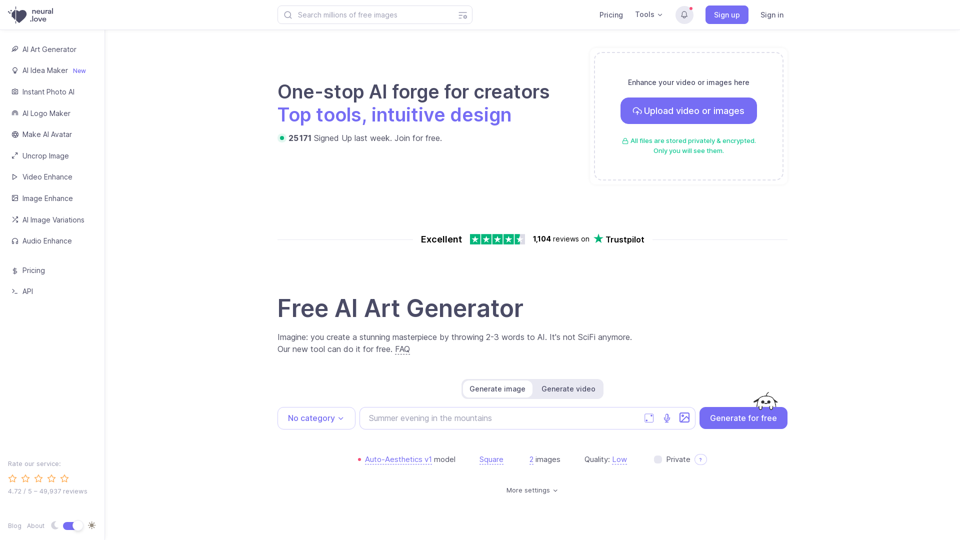 Free AI Art Generator & AI Enhance | neural.love