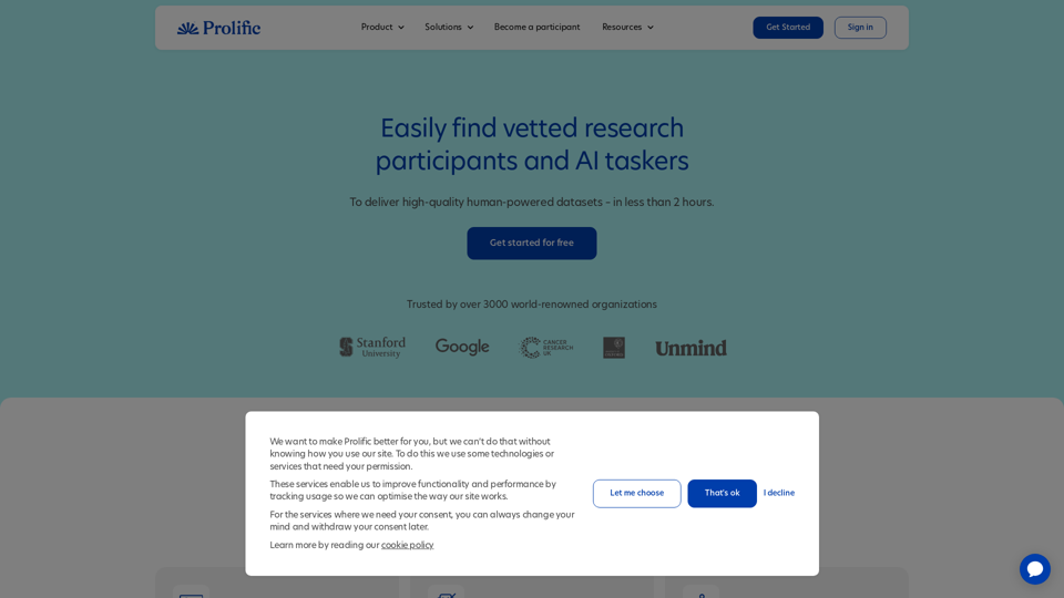 Prolific | Quickly find research participants you can trust