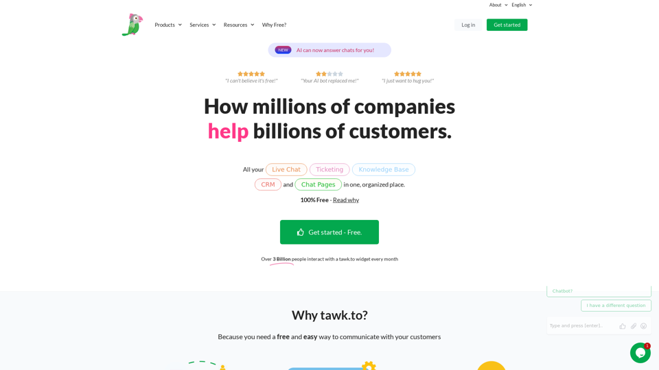 tawk.to – "100% FREE live chat software for your website!"