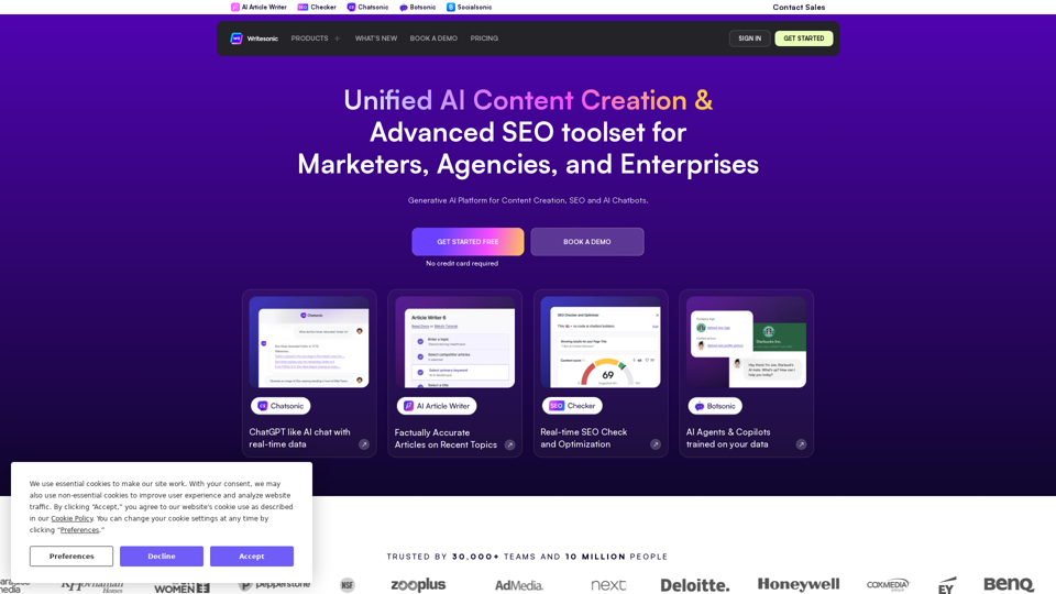 Writesonic - AI Content Writer, AI SEO Toolkit & AI Chatbots