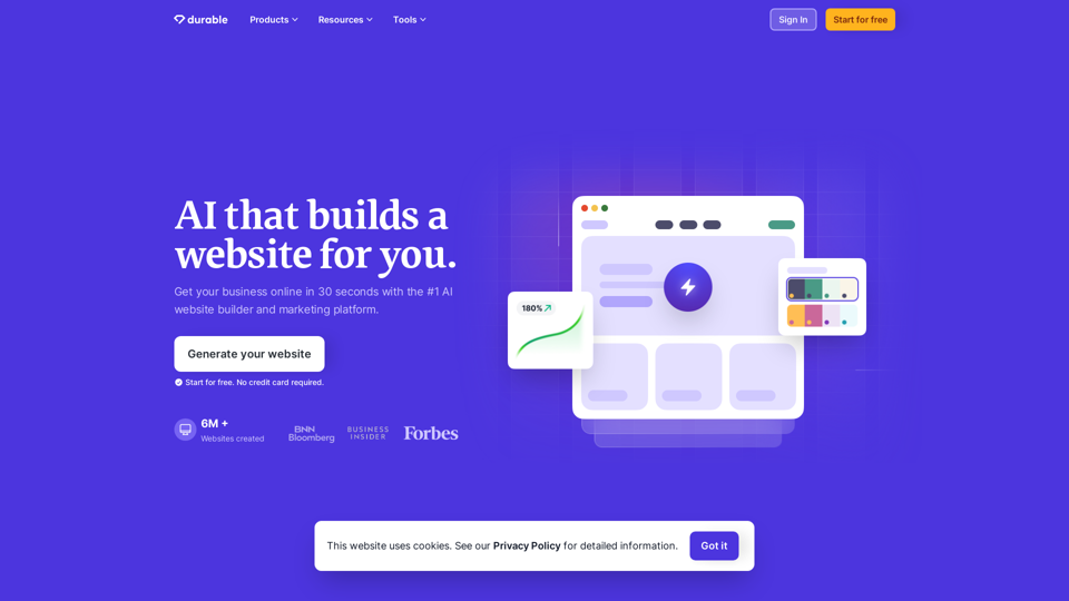 Durable AI Website Builder and Small Business Software