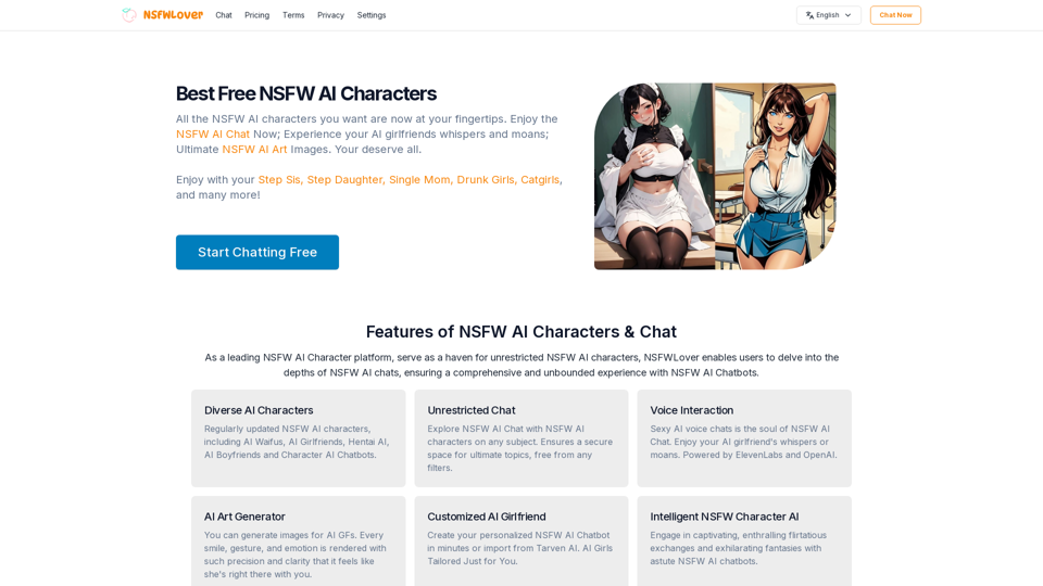 NSFWLover - Best FREE NSFW AI Characters, NSFW Character.AI