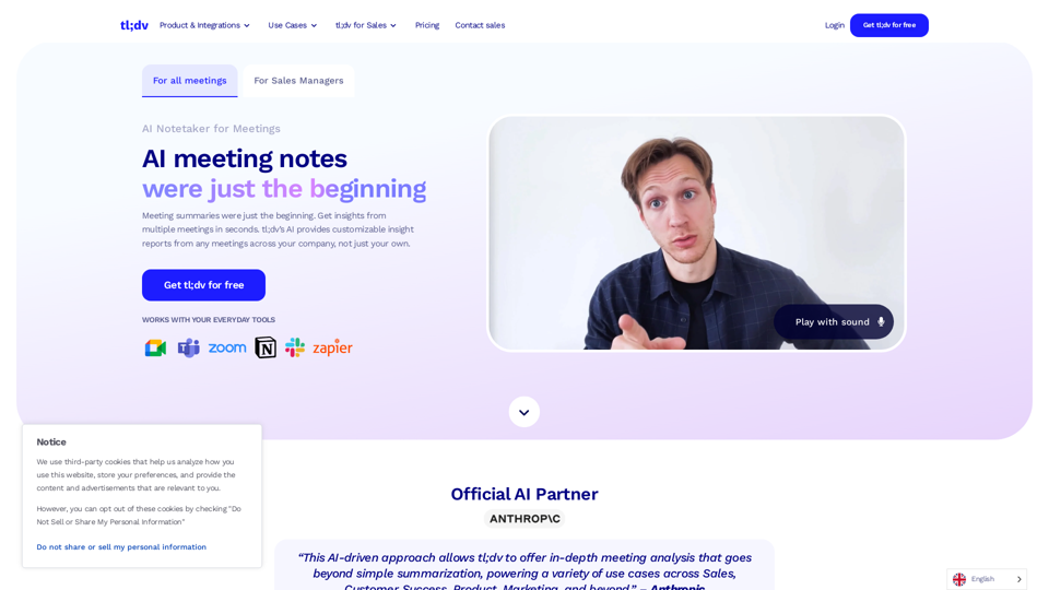 tl;dv.io | AI Meeting Notetaker for Zoom, Google Meet & MS Teams