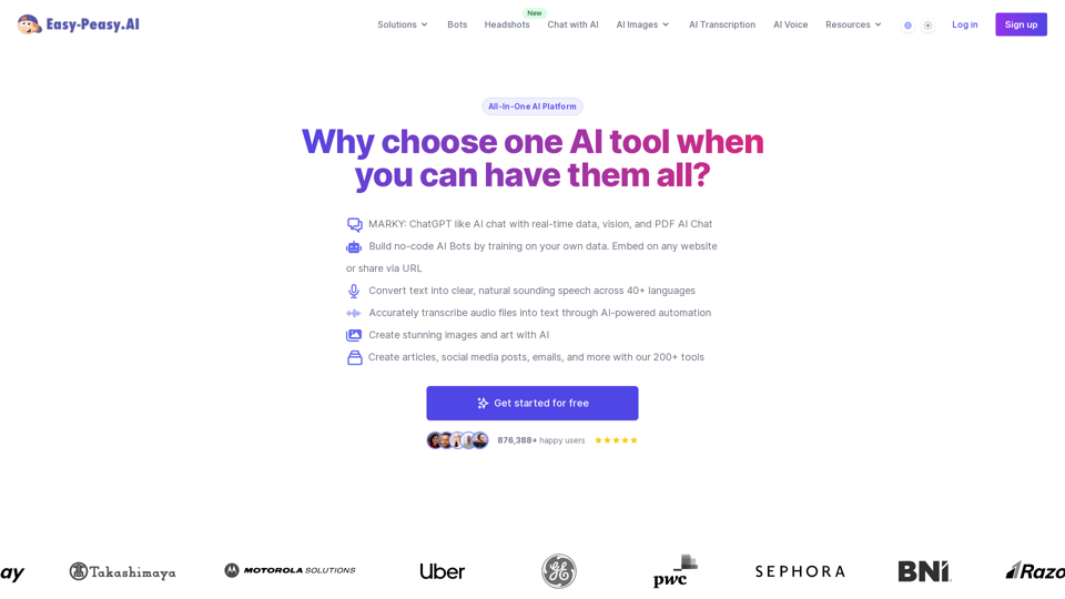 Best AI Writer, Content Generator & Copywriting Assistant | Easy-Peasy.AI