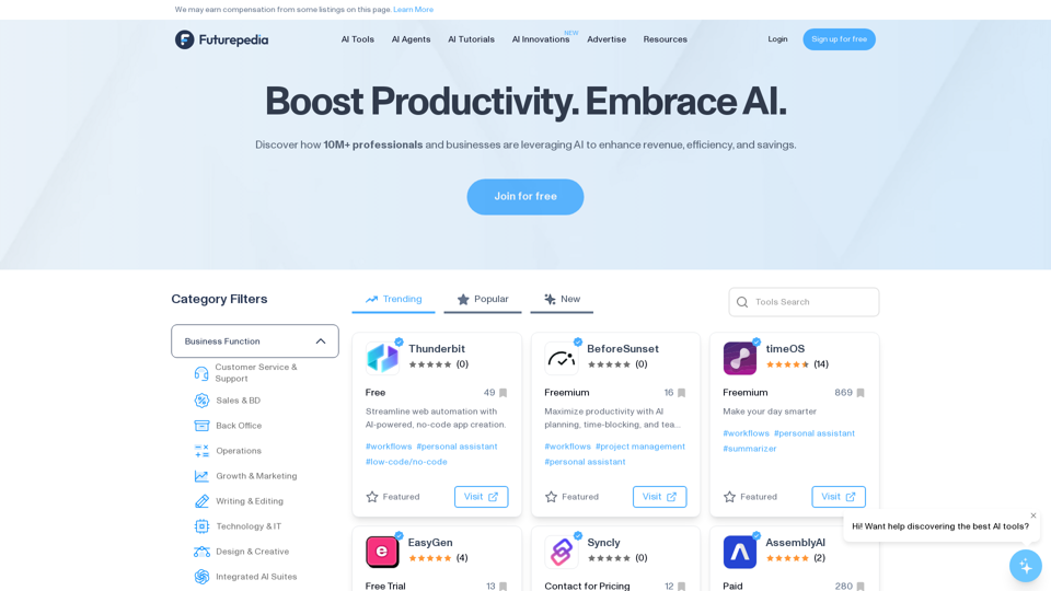 Futurepedia - Find The Best AI Tools & Software